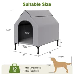 Weatherproof Elevated Dog House, 600D Oxford Breathable Outdoor Dog Tent Shelter with Mesh Bed, Sturdy Metal Frame Pet Kennel for Medium Dogs, Indoor/Outdoor Use