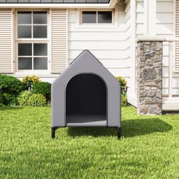 Weatherproof Elevated Dog House, 600D Oxford Breathable Outdoor Dog Tent Shelter with Mesh Bed, Sturdy Metal Frame Pet Kennel for Medium Dogs, Indoor/Outdoor Use