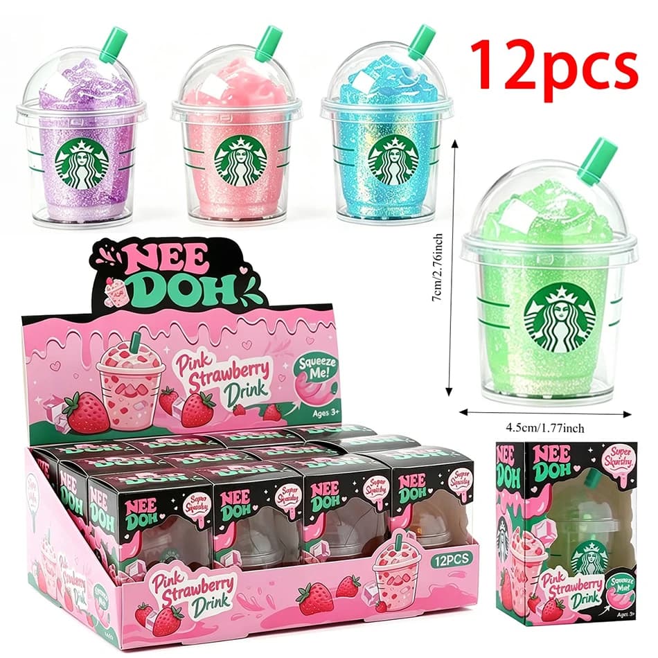Cute Iced Coffee Cup Squishy Stress Relief Toy Colorful Squeeze Squishy Portable Mini Drink Cup Decompression Toy Birthday Gift