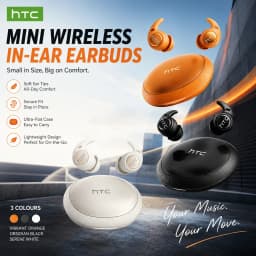 HTC NE76 Bluetooth Earbuds Mini Sleeping Earbuds for Wireless Earphones AI Translator, Noise Reduction Long Battery Headphones