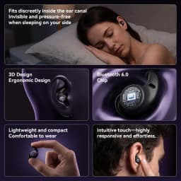 HTC NE76 Bluetooth Earbuds Mini Sleeping Earbuds for Wireless Earphones AI Translator, Noise Reduction Long Battery Headphones