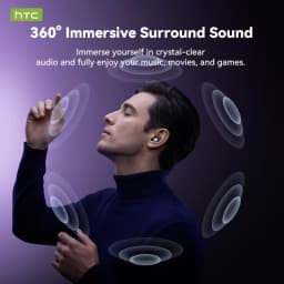 HTC NE76 Bluetooth Earbuds Mini Sleeping Earbuds for Wireless Earphones AI Translator, Noise Reduction Long Battery Headphones