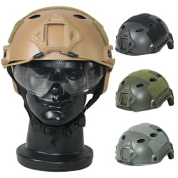 BOOIU Tactical Helmet Fast PJ Airsoft Helmet with Goggles ABS CS Riding Shooting Helmets Outdoor Sports Head Protection Gear