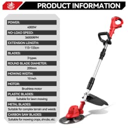 ONEVAN 36000RPM Brushless Electric Lawn Mower Cordless Grass Trimmer Foldable Adjustable Garden Cutter For Makita Battery Pin