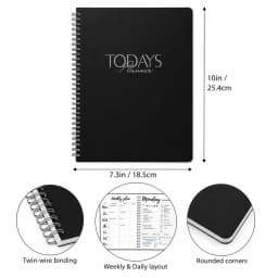 1PC Undated Today's Planner 10x7.3in Spiral Daily Weekly Schedule Notebook, To Do List Time Management Journal