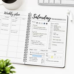 1PC Undated Today's Planner 10x7.3in Spiral Daily Weekly Schedule Notebook, To Do List Time Management Journal