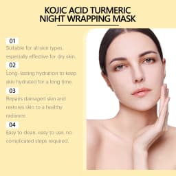 HOYGI Kojic Acid Turmeric Mask Overnight Peel off Mask Collagen Nourishing Hydrating Shrink Pores Brighten Dullness Skin Care