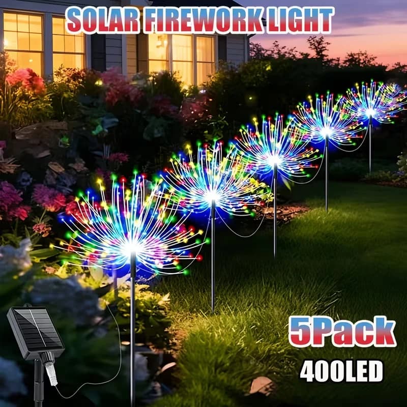 4pcs/6pcs Outdoor Solar Garden Lights Outdoor Solar Smart Firework Lights for Garden Patio Outdoor Holiday Decorations