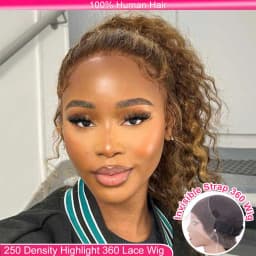 Invisi Strap 360 Full Hd Lace Frontal Wig 250 Density Chocolate Brown 30 Inch Deep Wave Lace Front Wig Glueless Wig Human Hair