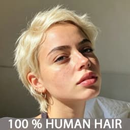 6 Inch Pixie Cut Human Hair Wig for Women, Short Blonde Color Straight Pixie Cut with Bangs, Full Machine-Made Rose Net Cap, Short Layered Wig Suitable for Holidays
