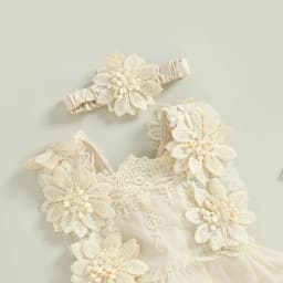 Infant Baby Girl Summer Romper Floral Lace Embroidery Romper Dress Straps Sleeveless Sweet Triangle-Bottom Jumpsuit And Headband