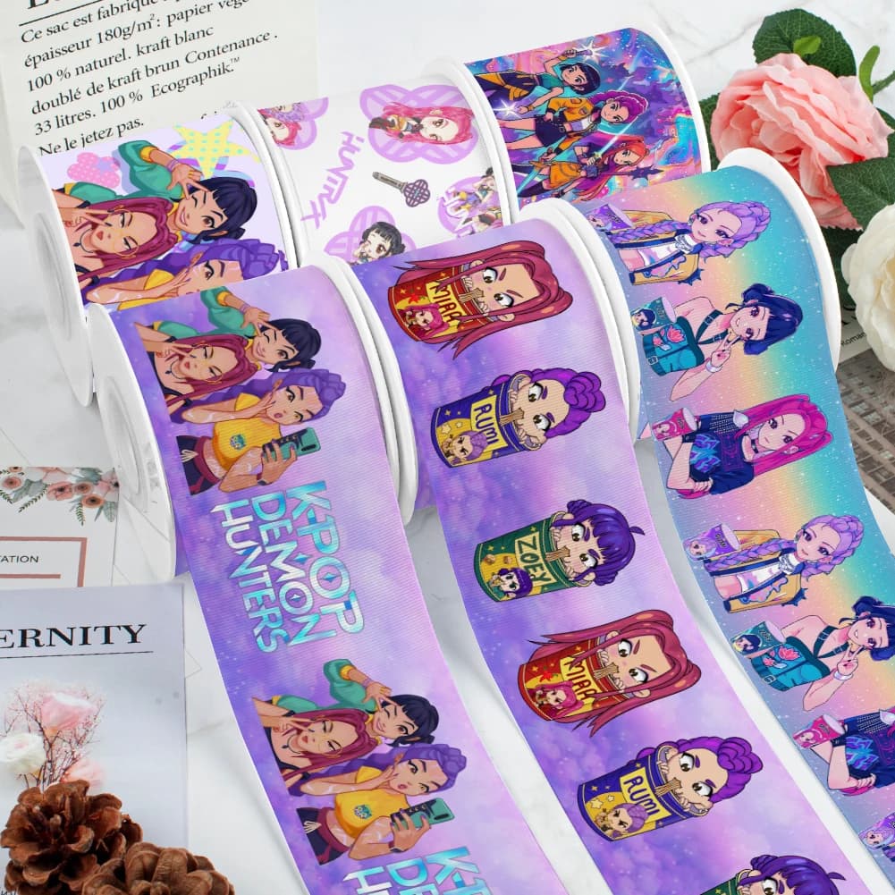 K P Girl Group D H W 5yards Grosgrain Ribbon Satin Ribbon for Wrapping Hair Bow DIY Decoration Gift Packing Key FOB Ribbon