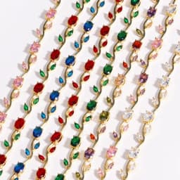 BenS 19cm Tulip women Bracelet Brass Cube Zircon Flower men Bracelet copper gold plated Fashion party Jewelry wholesale N17