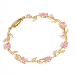 BenS 19cm Tulip women Bracelet Brass Cube Zircon Flower men Bracelet copper gold plated Fashion party Jewelry wholesale N17