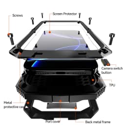 Shockproof Armor Metal Aluminum Case for iPhone 17 Pro Max 16 15 14 13 12 11 Pro 16E Air Full Protective Bumper Kickstand Cover