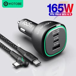 165W USB C Car Charger Adapter Super Fast Charging WOTOBEUS PD3.1 140W, PD3.0 100W PPS45W QC5 PD35W 30W for MacBook Pro 16" S22