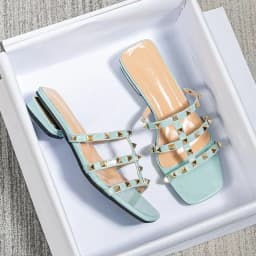 2026 Summer New Niche Design Metal Riveted Slippers Square with Real Casual Square Wear Fashion Large Size Women's Sandals 35-43
