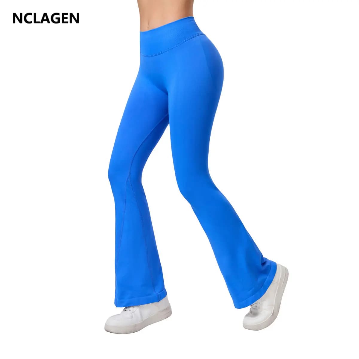 NCLAGEN Flares Scrunch Booty Women's Gym Leggings Seamless Fitness Workout Yoga Trousers Squat Proof Fashion Flared Pants