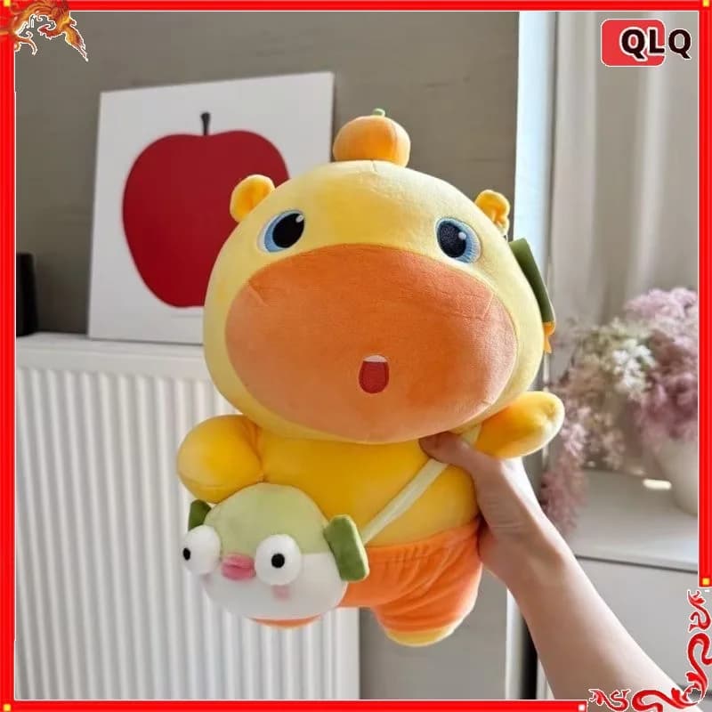Plush Doll Orange Capybara Lulu Soft Stuffed Toy Pufferfish Crossbody Bag Throw Pillow For Sofa Home Decoration Adult Gift