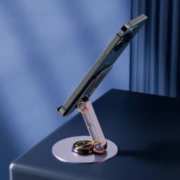 Universal All-Metal Aluminum 360° Rotating Mobile Phone Holder - Folding Double Shaft Design, Stable Anti-Slip Bracket