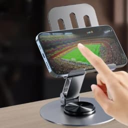 Universal All-Metal Aluminum 360° Rotating Mobile Phone Holder - Folding Double Shaft Design, Stable Anti-Slip Bracket