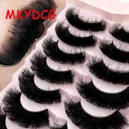 MKYDCG New 7 Pairs 15-25mm 3d Mink Lashes Faux Mink Lash Wispy Thick Natural Full Strip Lashes New Makeup Fluffy Mink Eyelashes