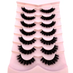 MKYDCG New 7 Pairs 15-25mm 3d Mink Lashes Faux Mink Lash Wispy Thick Natural Full Strip Lashes New Makeup Fluffy Mink Eyelashes