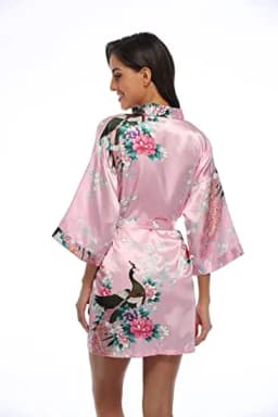 2015 Silk Kimono Robe Bathrobe Women Satin Robe Robe Longue Femme For Women Night Sexy Robes Night Grow For Bridesmaid Summer