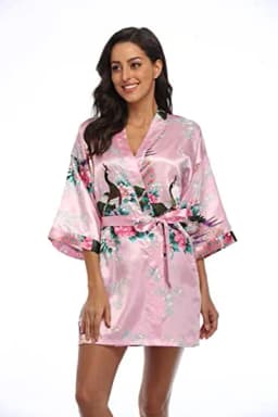2015 Silk Kimono Robe Bathrobe Women Satin Robe Robe Longue Femme For Women Night Sexy Robes Night Grow For Bridesmaid Summer
