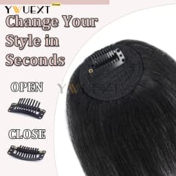 Clip In Human Hair Bangs Straight Hair Piece Machine Remy French Bangs for Women Easy to Wear and Remove Hairpiece Thin Hair