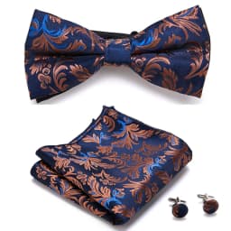 HUISHI Classic Blue Bowties For Men Paisley Floral Bow Tie Pocket Square Cufflinks Suit Set Wedding Party Plaid Solid Butterfly