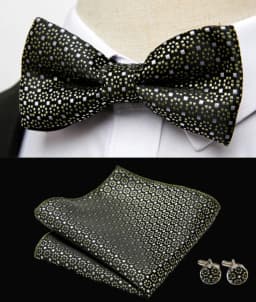 HUISHI Classic Blue Bowties For Men Paisley Floral Bow Tie Pocket Square Cufflinks Suit Set Wedding Party Plaid Solid Butterfly
