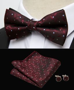 HUISHI Classic Blue Bowties For Men Paisley Floral Bow Tie Pocket Square Cufflinks Suit Set Wedding Party Plaid Solid Butterfly