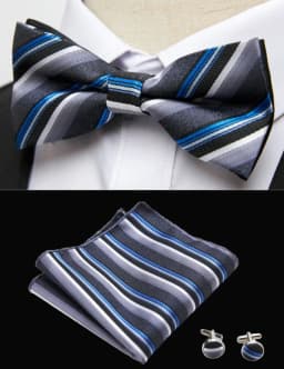 HUISHI Classic Blue Bowties For Men Paisley Floral Bow Tie Pocket Square Cufflinks Suit Set Wedding Party Plaid Solid Butterfly