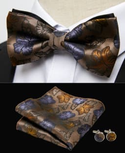 HUISHI Classic Blue Bowties For Men Paisley Floral Bow Tie Pocket Square Cufflinks Suit Set Wedding Party Plaid Solid Butterfly