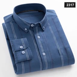 Fashion Korean Trends Casual Long-Sleeve Shirts for Men Slim Fit Plain Shirt 100% Cotton Plaid Striped Tops Soft Designer Clothe