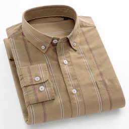 Fashion Korean Trends Casual Long-Sleeve Shirts for Men Slim Fit Plain Shirt 100% Cotton Plaid Striped Tops Soft Designer Clothe
