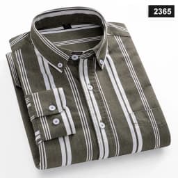 Fashion Korean Trends Casual Long-Sleeve Shirts for Men Slim Fit Plain Shirt 100% Cotton Plaid Striped Tops Soft Designer Clothe