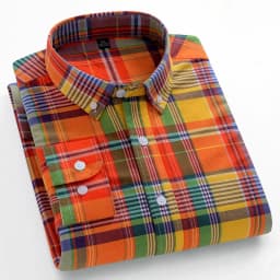 Fashion Korean Trends Casual Long-Sleeve Shirts for Men Slim Fit Plain Shirt 100% Cotton Plaid Striped Tops Soft Designer Clothe