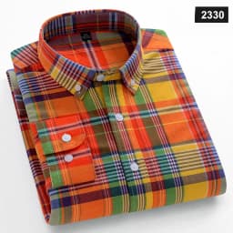 Fashion Korean Trends Casual Long-Sleeve Shirts for Men Slim Fit Plain Shirt 100% Cotton Plaid Striped Tops Soft Designer Clothe