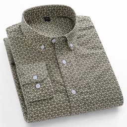 Fashion Korean Trends Casual Long-Sleeve Shirts for Men Slim Fit Plain Shirt 100% Cotton Plaid Striped Tops Soft Designer Clothe