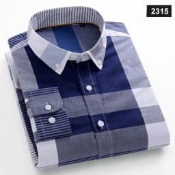 Fashion Korean Trends Casual Long-Sleeve Shirts for Men Slim Fit Plain Shirt 100% Cotton Plaid Striped Tops Soft Designer Clothe