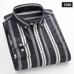 Fashion Korean Trends Casual Long-Sleeve Shirts for Men Slim Fit Plain Shirt 100% Cotton Plaid Striped Tops Soft Designer Clothe