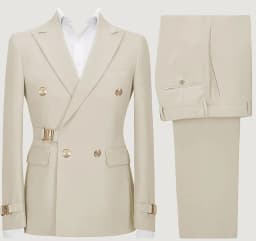 Mens 2 Piece Suit Slim Fit Double Breasted Suit Men Casual Blazer Jacket Pants Outfit