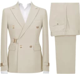 Mens 2 Piece Suit Slim Fit Double Breasted Suit Men Casual Blazer Jacket Pants Outfit