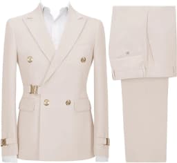 Mens 2 Piece Suit Slim Fit Double Breasted Suit Men Casual Blazer Jacket Pants Outfit