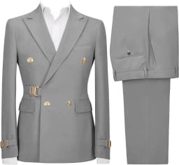 Mens 2 Piece Suit Slim Fit Double Breasted Suit Men Casual Blazer Jacket Pants Outfit