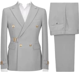 Mens 2 Piece Suit Slim Fit Double Breasted Suit Men Casual Blazer Jacket Pants Outfit