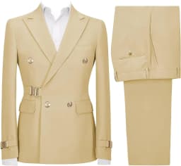 Mens 2 Piece Suit Slim Fit Double Breasted Suit Men Casual Blazer Jacket Pants Outfit
