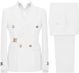Mens 2 Piece Suit Slim Fit Double Breasted Suit Men Casual Blazer Jacket Pants Outfit